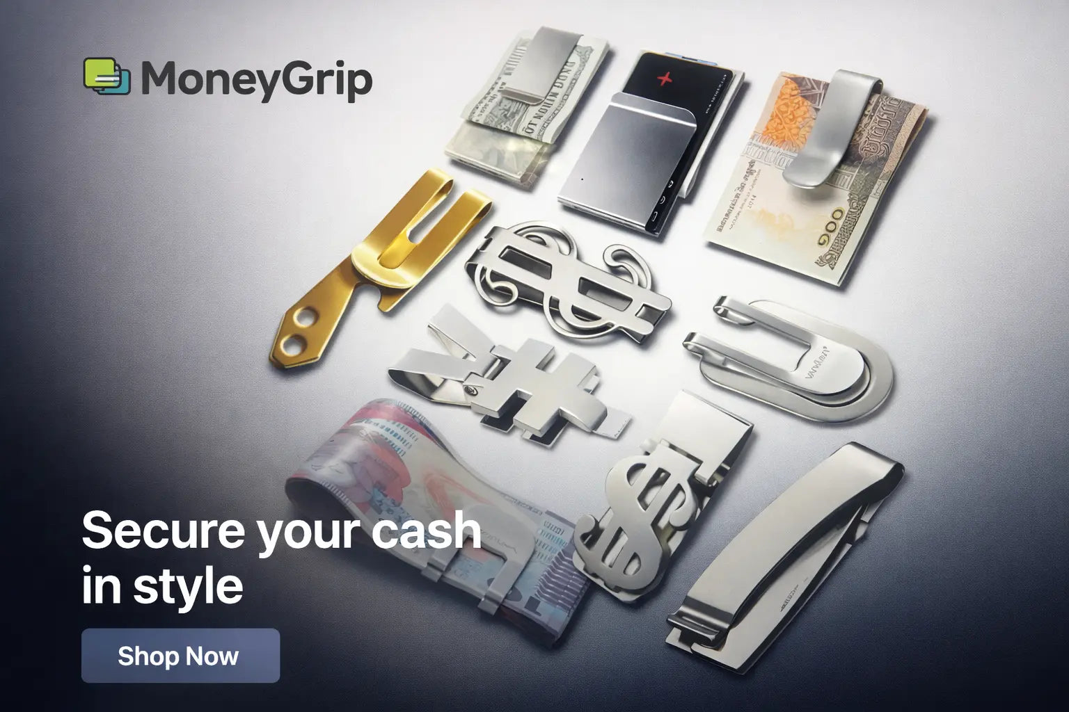 MoneyGrip Money Clip Wallet – Slim Minimalist Cash & Card Holder for Men & Women MoneyGrip
