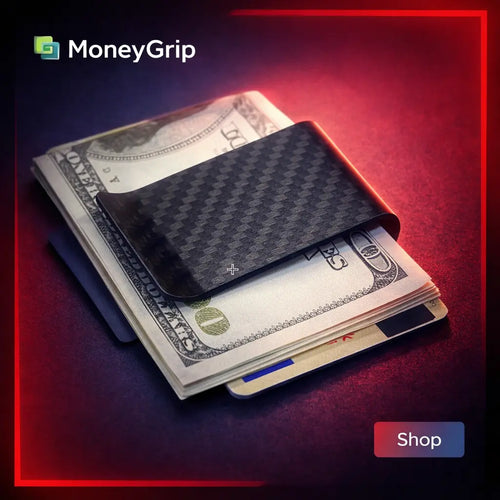 Money Clip Black Carbon Fiber Wallet Money Clip Credit Card Business Card Clip Holder for Men MoneyGrip