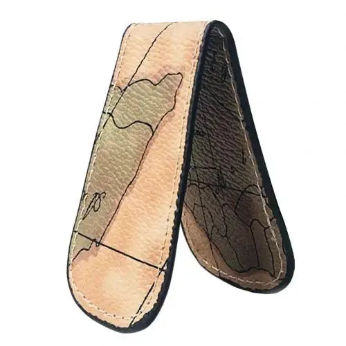PU Leather Magnetic Money Clip Map Pattern Slim Cash Holder MoneyGrip