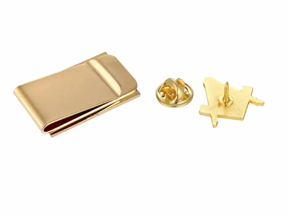 Masonic Money Clip & Lapel Pin Gift Set (Gold) – Freemason-Inspired Accessory Set MoneyGrip