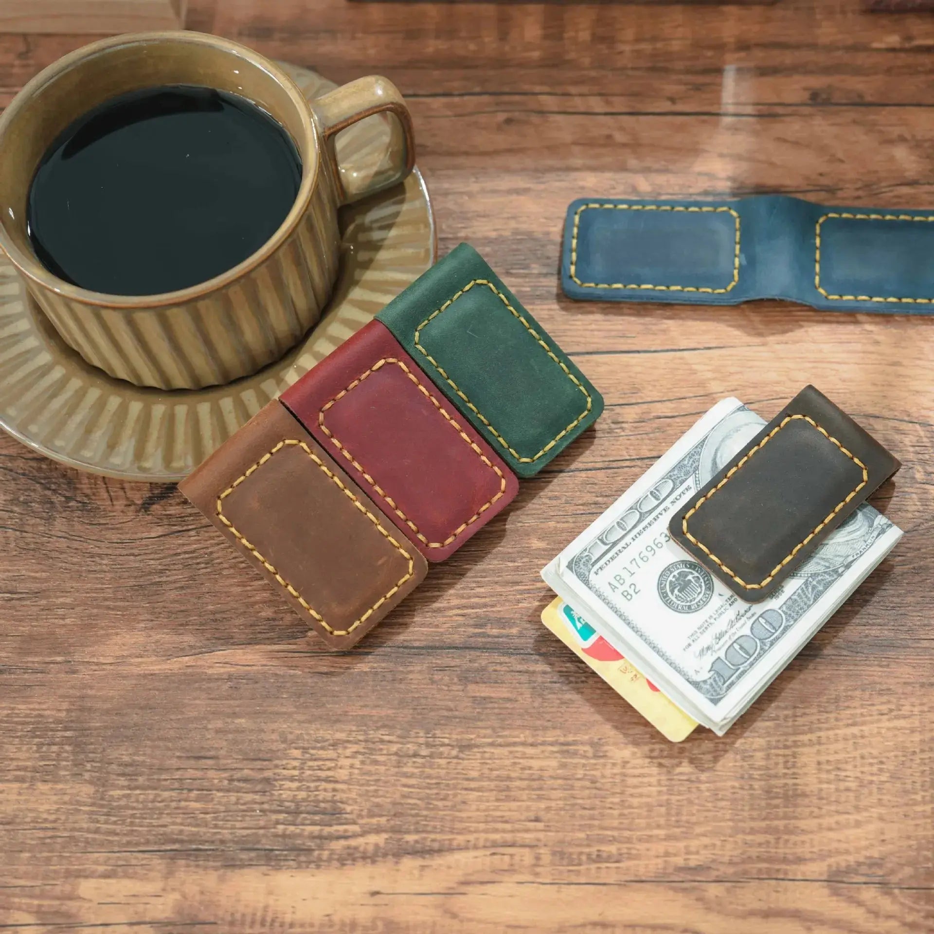 Genuine Leather Magnetic Money Clip Wallet – Slim Front Pocket Cash & Card Holder MoneyGrip