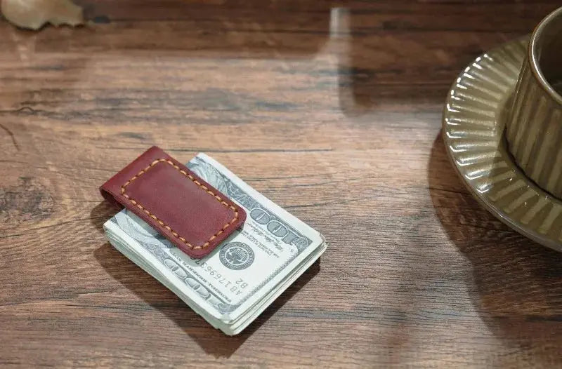 Genuine Leather Magnetic Money Clip Wallet – Slim Front Pocket Cash & Card Holder MoneyGrip