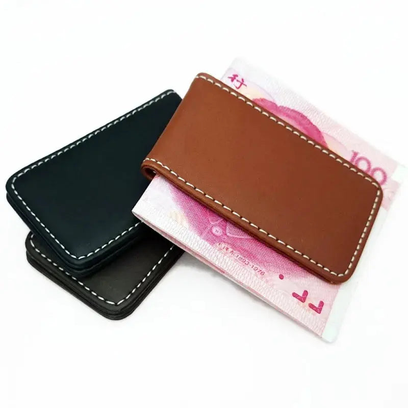 Slim Leather Money Clip Wallet – Card Holder & Cash Clip (Microfiber Synthetic Leather) MoneyGrip