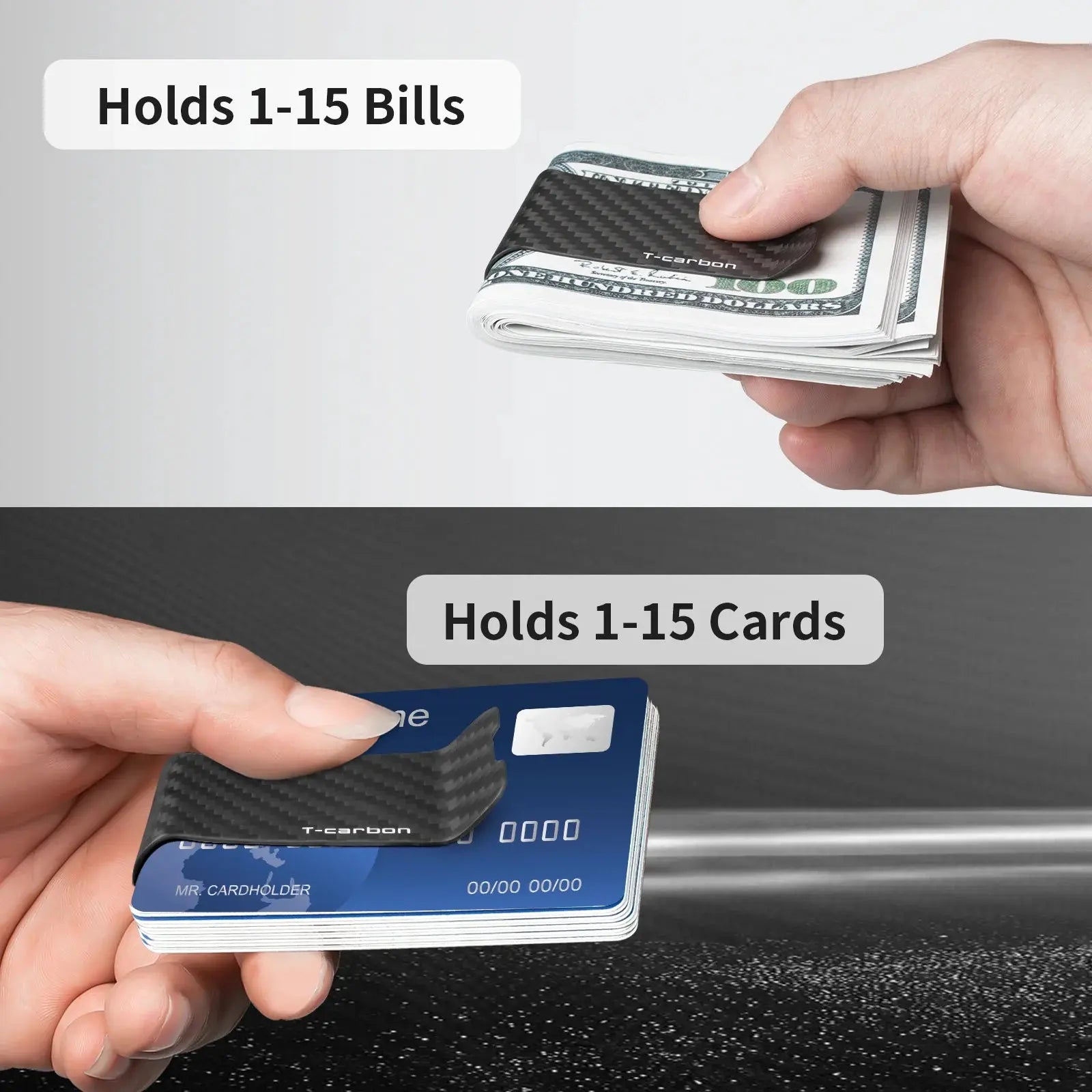 Carbon Fiber Money Clip Wallet - Slim Minimalist Cash & Card Holder (Men’s) MoneyGrip