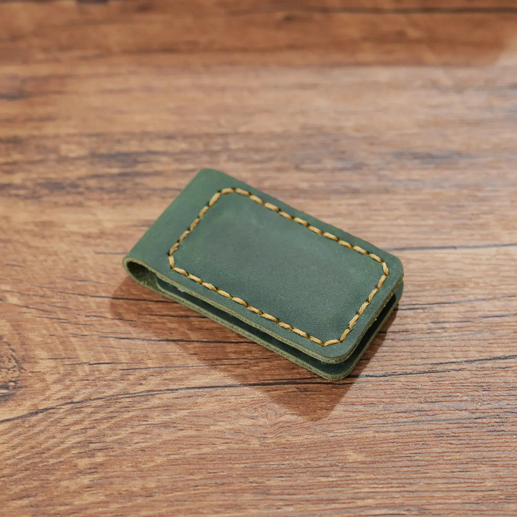 Genuine Leather Magnetic Money Clip Wallet – Slim Front Pocket Cash & Card Holder MoneyGrip