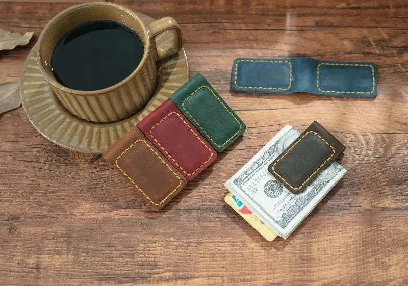 Genuine Leather Magnetic Money Clip Wallet – Slim Front Pocket Cash & Card Holder MoneyGrip