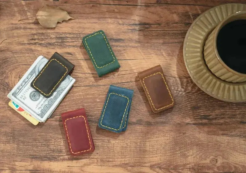 Genuine Leather Magnetic Money Clip Wallet – Slim Front Pocket Cash & Card Holder MoneyGrip